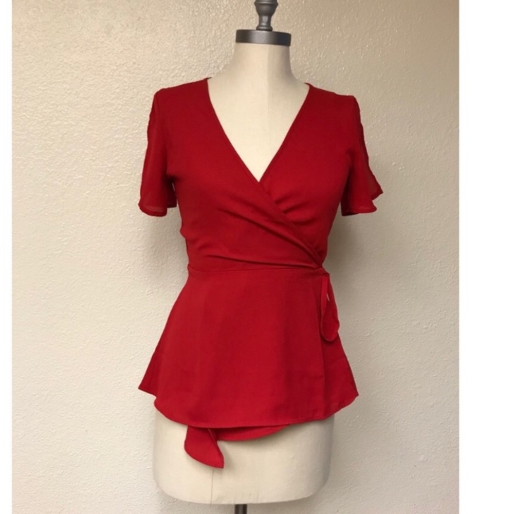 Red wrap top
